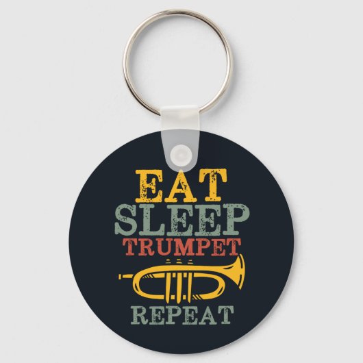 Eat Sleep Trumpet Herhaal Funny Marching Band Sleutelhanger (Voorkant)