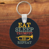 Eat Sleep Trumpet Herhaal Funny Marching Band Sleutelhanger (Voorkant)