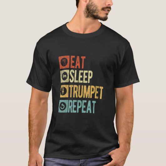Eat Sleep Trumpet Repeat Funny Trumpet Player Retr T-shirt (Voorkant)