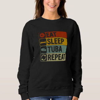 Eat Sleep Tuba Repeat Retro 60s 70s Tuba Trui