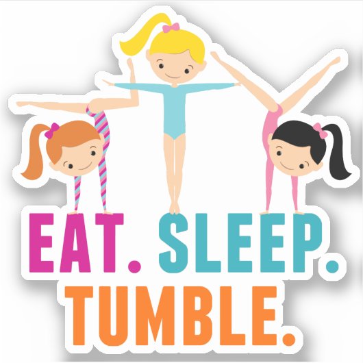 Eat Sleep Tumble Funny Gymnastics Sticker (Voorkant)