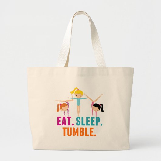 Eat Sleep Tumble Gymnastiek Grote Tote Bag (Voorkant)