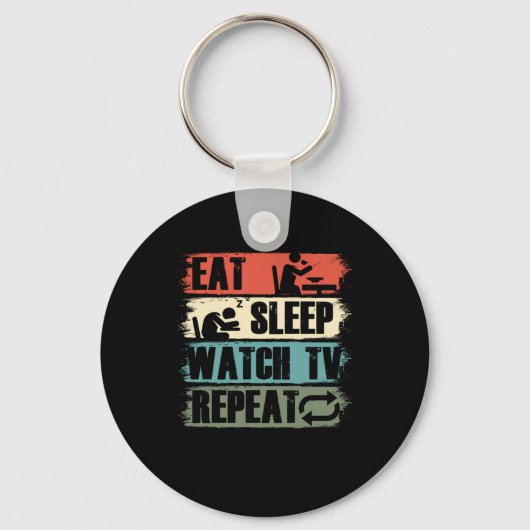 Eat Sleep TV Televisie Show Televisie Sleutelhanger (Voorkant)