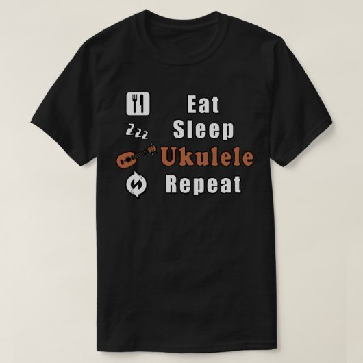 Eat Sleep Ukulele Repat T-shirt (Design voorkant)