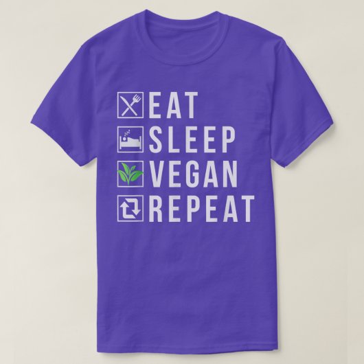 Eat Sleep Vegan Repeat Funny Vegetarian Lifestyle T-shirt (Design voorkant)