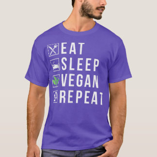 Eat Sleep Vegan Repeat Funny Vegetarian Lifestyle T-shirt