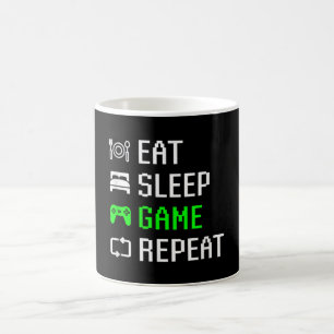 Eat Sleep Video Game Herhaal Funny Gamer Gaming Koffiemok