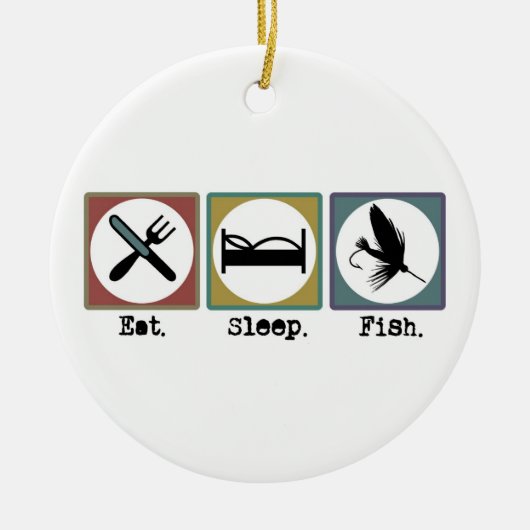 Eat Sleep Vissen forel Keramisch Ornament (Voorkant)