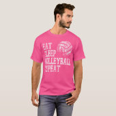 Eat Sleep Volleyball Herhaal Funny Player Mannen V T-shirt (Voorkant volledig)