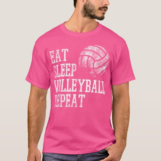Eat Sleep Volleyball Herhaal Funny Player Mannen V T-shirt (Voorkant)