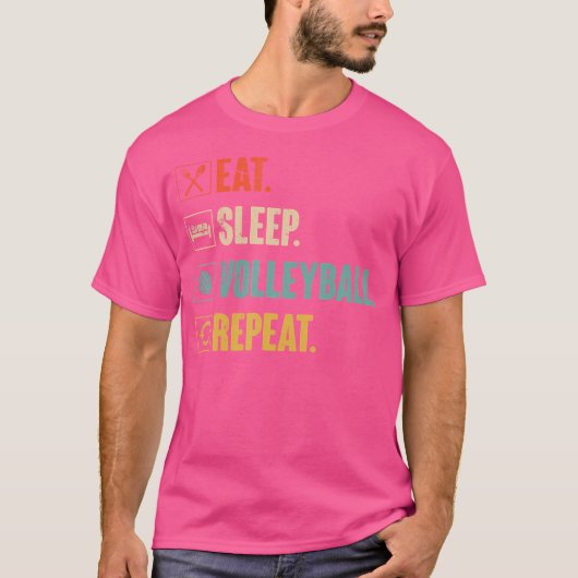 Eat Sleep Volleyball Herhaal volleybal T-shirt (Voorkant)