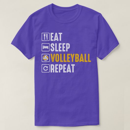 Eat Sleep Volleyball Herhalen T-shirt (Design voorkant)
