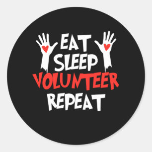 Eat Sleep Volunteers Herhalen vrijwilligers Ronde Sticker