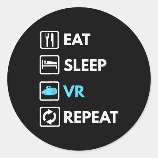 Eat Sleep Vr Repeat Funny Vr Gamer Boy Vr Athlete Ronde Sticker (Voorkant)