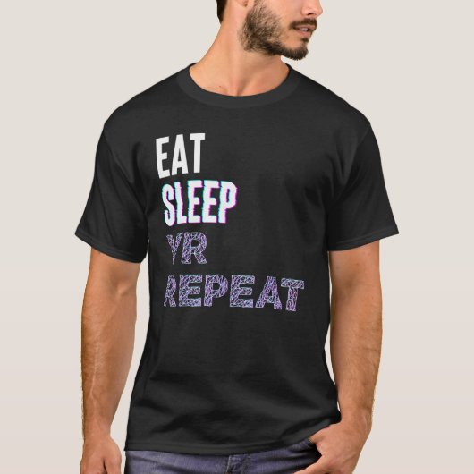 Eat Sleep Vr Repeat Virtual Reality Video Game Pc T-shirt (Voorkant)