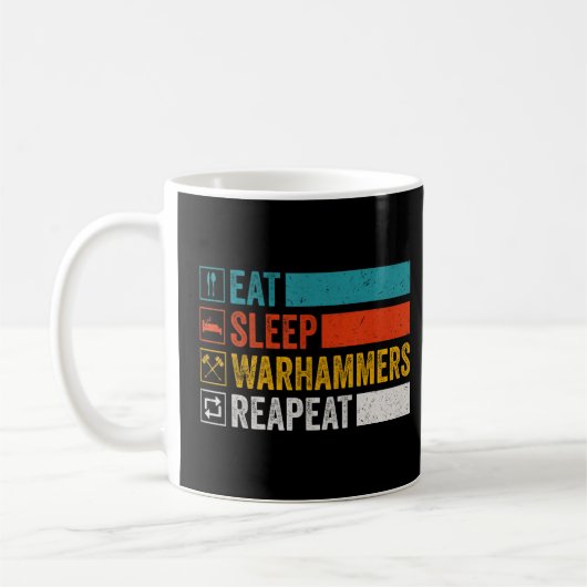 Eat Sleep Warhammers Herhaal Gamer Retro Video Gam Koffiemok (Links)