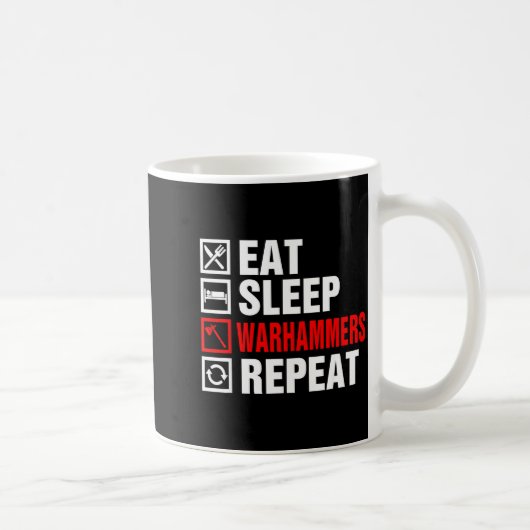 Eat Sleep Warhammers Repeat For Men Women Boys Kid Koffiemok (Rechts)