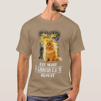 Eat Sleep Warrior Cats Herhaal Grappige Kattenlief T-shirt