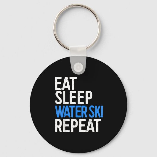 Eat Sleep Water Ski Herhaal Schuif Sleutelhanger (Voorkant)