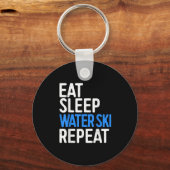Eat Sleep Water Ski Herhaal Schuif Sleutelhanger (Voorkant)