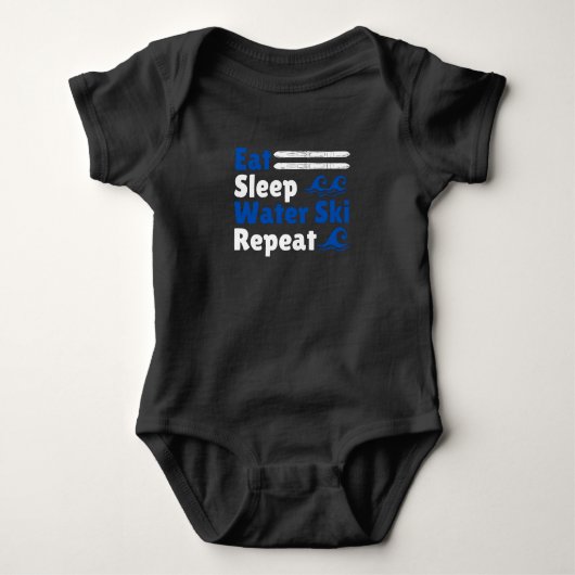 Eat Sleep Water Ski Herhalen Romper (Voorkant)
