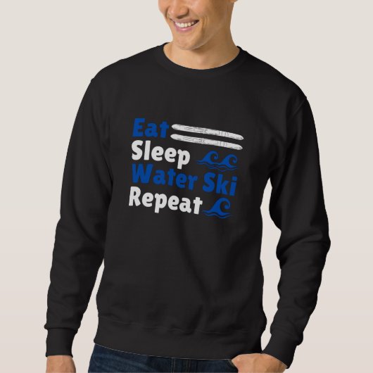 Eat Sleep Water Ski Herhalen Trui (Voorkant)