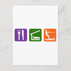 Eat Sleep Water Skien Briefkaart