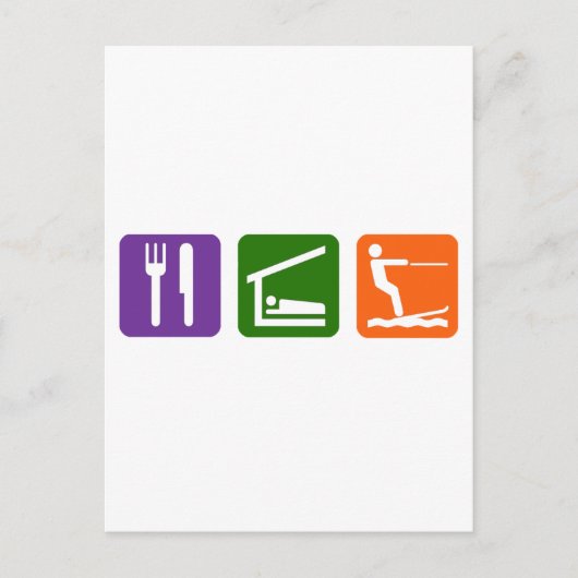 Eat Sleep Water Skien Briefkaart (Voorkant)