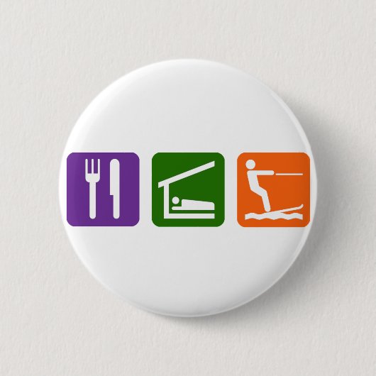 Eat Sleep Water Skien Ronde Button 5,7 Cm (Voorkant)