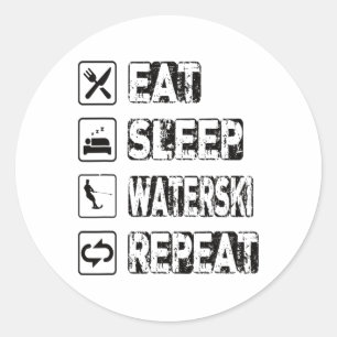 Eat Sleep Waterski Herhaal Waterski Water Skiën Wa Ronde Sticker