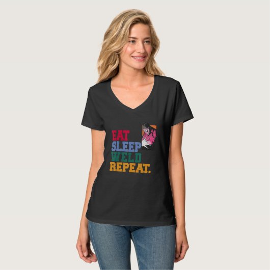 Eat Sleep Weld Repeat Welder T-shirt (Voorkant volledig)