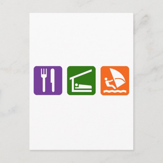 Eat Sleep Windsurfing Briefkaart (Voorkant)