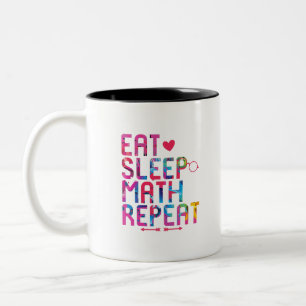 Eat Sleep Wiskunde Herhaal Fun Mathematici Tweekleurige Koffiemok