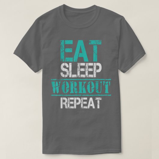 Eat Sleep Workout Herhaal Funny Workout T-shirt (Design voorkant)