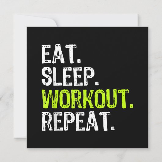 Eat Sleep Workout Herhaal Grappig werk uit Gym Gif Kaart (Voorkant)