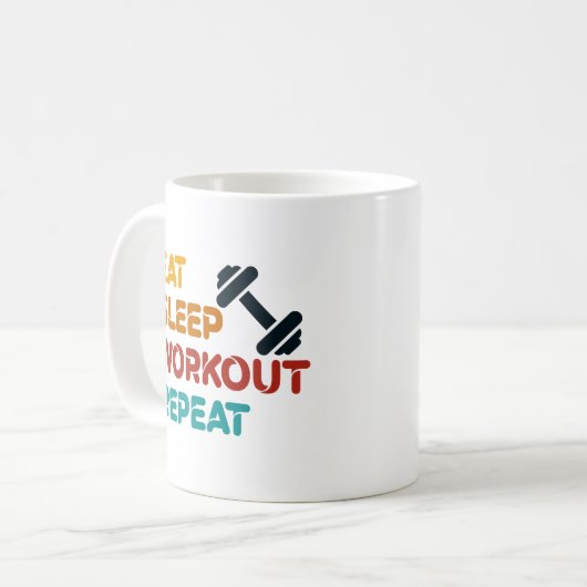 Eat Sleep Workout Herhalen Koffiemok (Voorkant links)