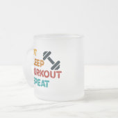 Eat Sleep Workout Herhalen Matglas Koffiemok (Voorkant links)