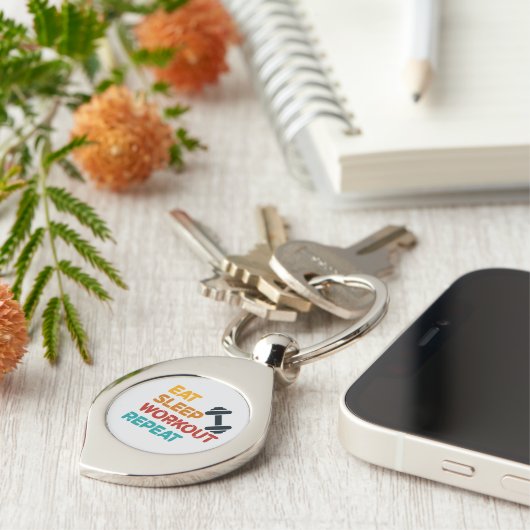Eat Sleep Workout Herhalen Sleutelhanger (Zijkant)