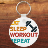 Eat Sleep Workout Herhalen Sleutelhanger (Achterkant)