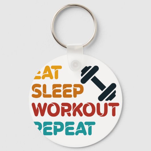 Eat Sleep Workout Herhalen Sleutelhanger (Achterkant)