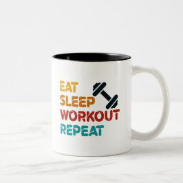 Eat Sleep Workout Herhalen Tweekleurige Koffiemok