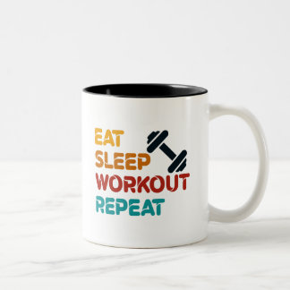 Eat Sleep Workout Herhalen Tweekleurige Koffiemok