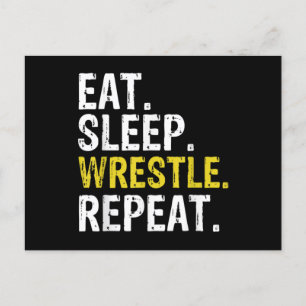 Eat Sleep Wrestle Herhaal Briefkaart