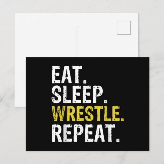 Eat Sleep Wrestle Herhaal Briefkaart (Voorkant / Achterkant)