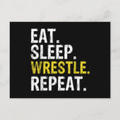 Eat Sleep Wrestle Herhaal Briefkaart (Voorkant)