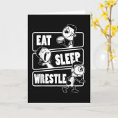 Eat Sleep Wrestle Herhaal Funny Wrestling Kaart (Gele Bloem)