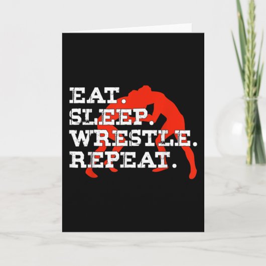 Eat Sleep Wrestle Herhaal Funny Wrestling Kaart (Voorkant)