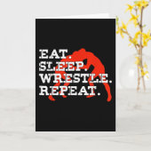 Eat Sleep Wrestle Herhaal Funny Wrestling Kaart (Gele Bloem)
