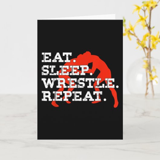 Eat Sleep Wrestle Herhaal Funny Wrestling Kaart (Gele Bloem)