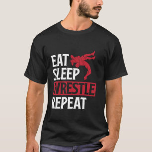 Eat Sleep Wrestle Herhaal Funny Wrestling T-shirt